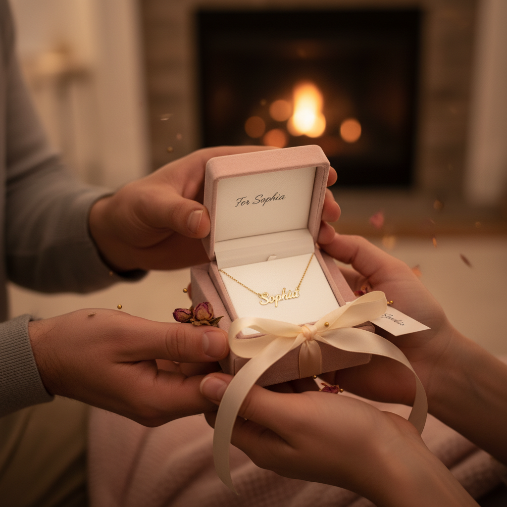 Gift moment with custom necklace